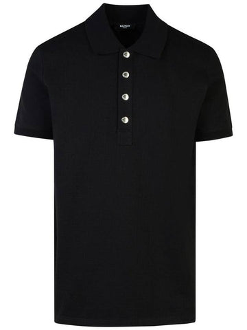 Balmain Black Cotton Polo Shirt - BALMAIN - BALAAN 1