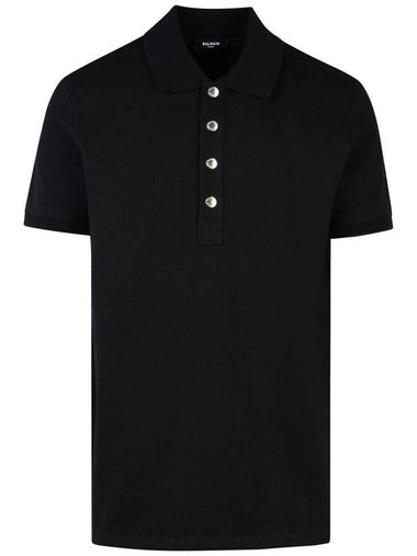 Balmain Black Cotton Polo Shirt - BALMAIN - BALAAN 1