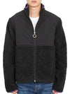 Logo Zip-up Shearling Jacket Black - AMI - BALAAN 3