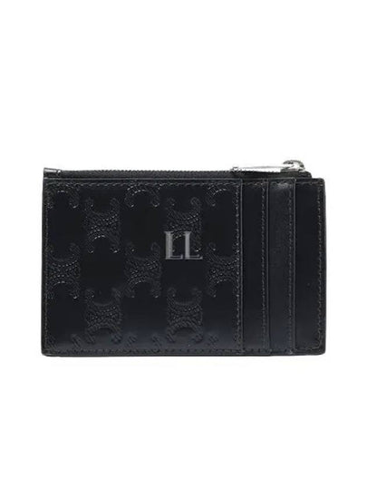 Zipper Calfskin Triomphe Embossed Card Wallet Black - CELINE - BALAAN 2