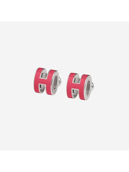 Mini Pop-Ache Earrings Palladium Hardware Rose Tropique - HERMES - BALAAN 1