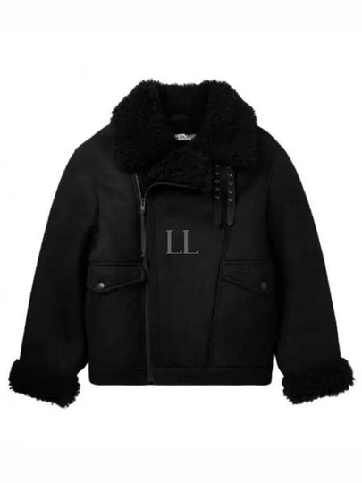 Liana Shearling Zip-up Jacket Black - ACNE STUDIOS - BALAAN 2