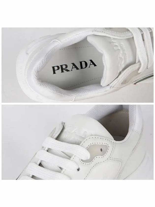 Leather Re-Nylon High Top Sneakers White - PRADA - BALAAN 5