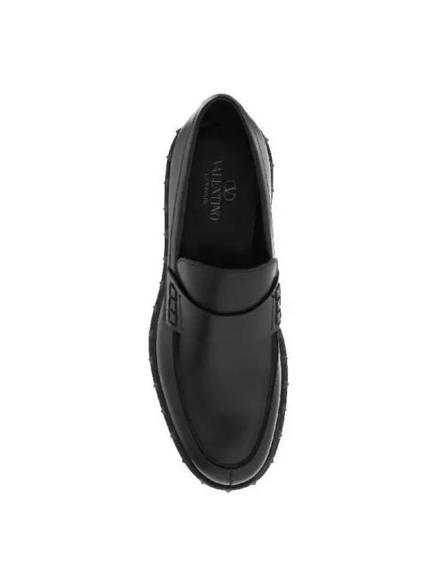 Rockstud Leather Loafers Black - VALENTINO - BALAAN 4