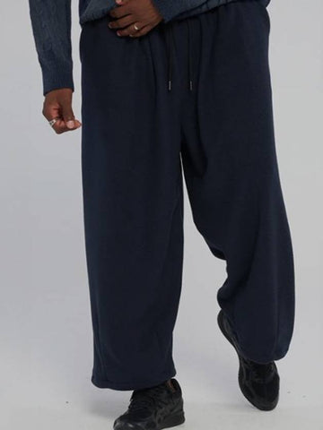 Soft baggy wide banding pants Navy - TENER - BALAAN 1