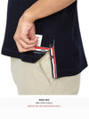 RWB Button Ribbed Polo Wool Knit Top Navy - THOM BROWNE - BALAAN 9