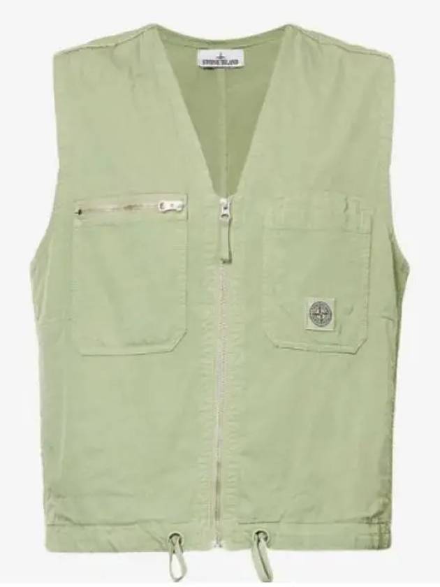 Cupro Cotton Twill TC Logo Patch Vest Green - STONE ISLAND - BALAAN 2