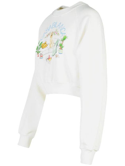 Casablanca 'Crop' White Cotton Sweatshirt - CASABLANCA - BALAAN 2