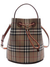 Checked Leather Small Bucket Bag Archive Beige - BURBERRY - BALAAN 3