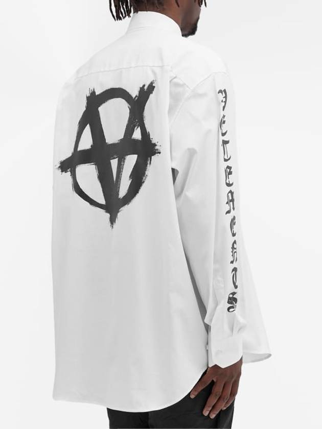 Logo Cotton Long-Sleeve Shirt White - VETEMENTS - BALAAN 4