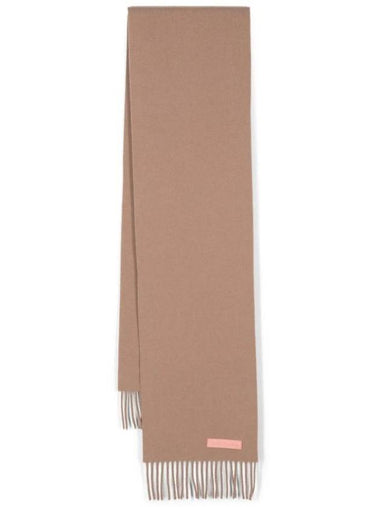 Pink Logo Label Wool Scarf Warm Beige - ACNE STUDIOS - BALAAN 1