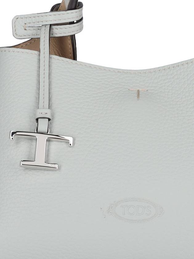 Logo Charm Leather Micro Tote Bag Grey - TOD'S - BALAAN 5