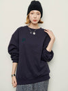 Women's P Logo Special Silhouette Sweatshirt Navy - PRETONE - BALAAN 2