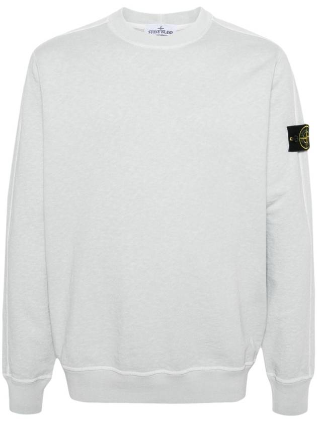 Garment Dyed Malfile Crewneck Sweatshirt Sky Blue - STONE ISLAND - BALAAN 2