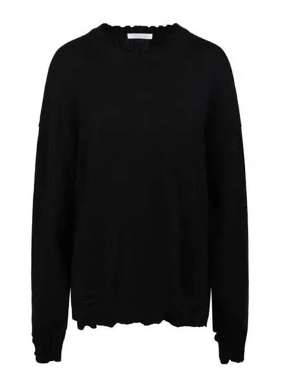 Distressed Crewneck Jumper Knit Top Black - HELMUT LANG - BALAAN 2