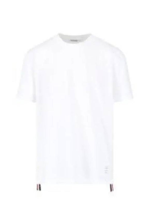 Men's Center Back Striped Short Sleeve T-Shirt White - THOM BROWNE - BALAAN 2