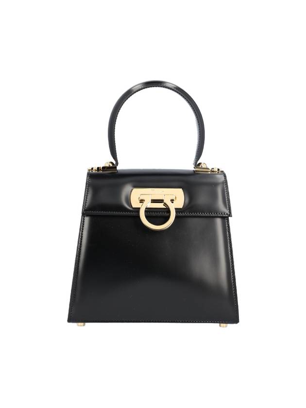 Iconic Top Handle Small Tote Bag Black - SALVATORE FERRAGAMO - BALAAN 1