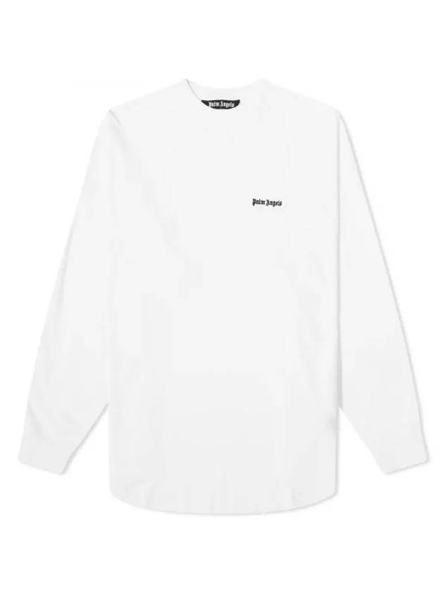 Classic Logo Embroidered Long Sleeve T-Shirt White PMAB001F23JER0010110 - PALM ANGELS - BALAAN 1