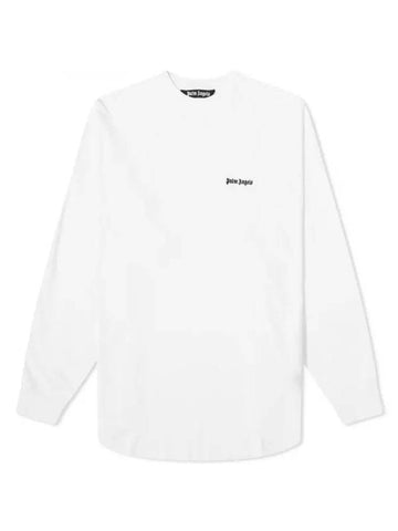 Classic Logo Embroidered Long Sleeve T-Shirt White PMAB001F23JER0010110 - PALM ANGELS - BALAAN 1