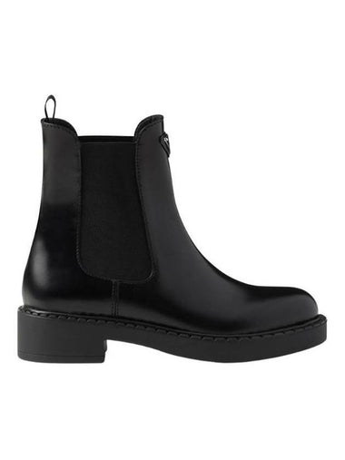 Brushed Calf Leather Chelsea Boots Black - PRADA - BALAAN 1