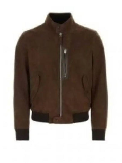 Suede Zip Up Bomber Jacket Brown - TOM FORD - BALAAN 2