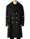 Black Sleeve Zipper Wool Double Coat Black - ALEXANDER MCQUEEN - BALAAN 1