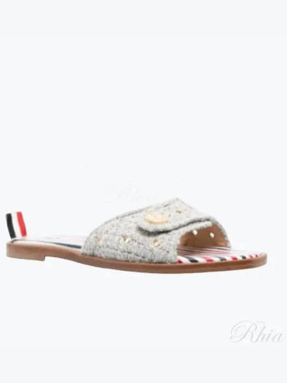 Tweed Anchor Button Clacket Slippers Medium Grey - THOM BROWNE - BALAAN 2