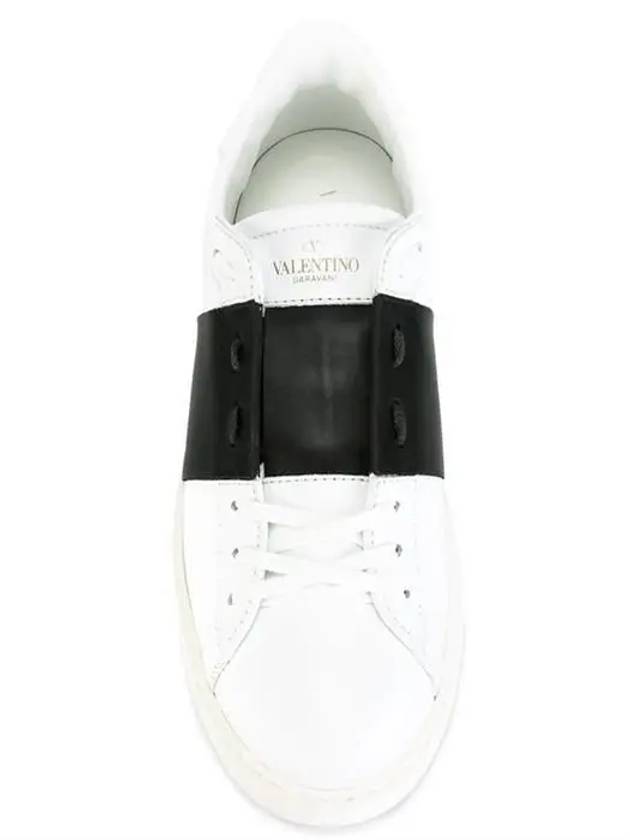 Men's Hidden Strap Rockstud Color Contrast Sneakers White Black - VALENTINO - BALAAN 6