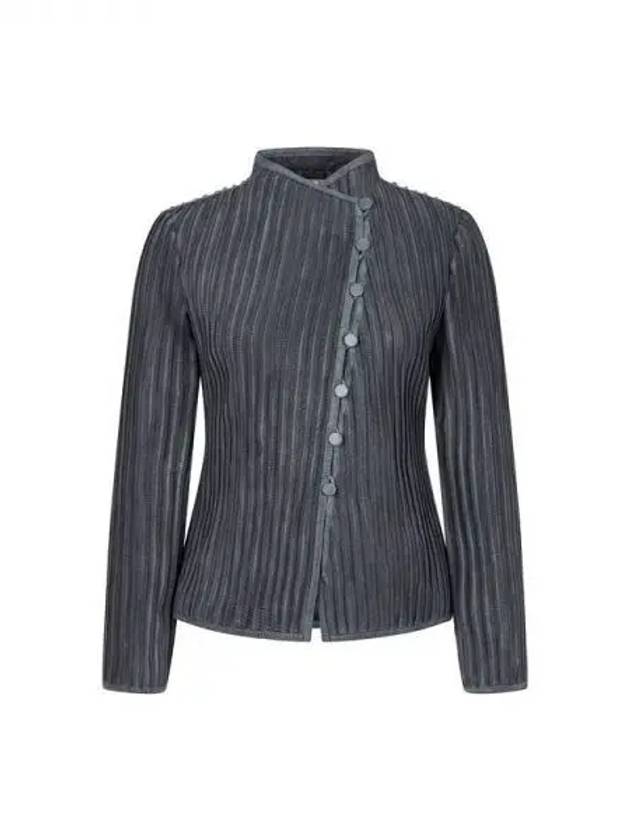 Women s Glitter Ribbed Leather Jacket Charcoal Gray 270318 - GIORGIO ARMANI - BALAAN 1