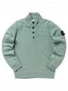 High Neck Half Button Lambswool Knit Top Sage Green - STONE ISLAND - BALAAN 2