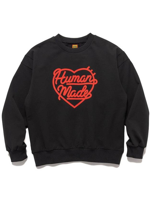 Heart Crew Neck Sweatshirt Black - HUMAN MADE - BALAAN 1