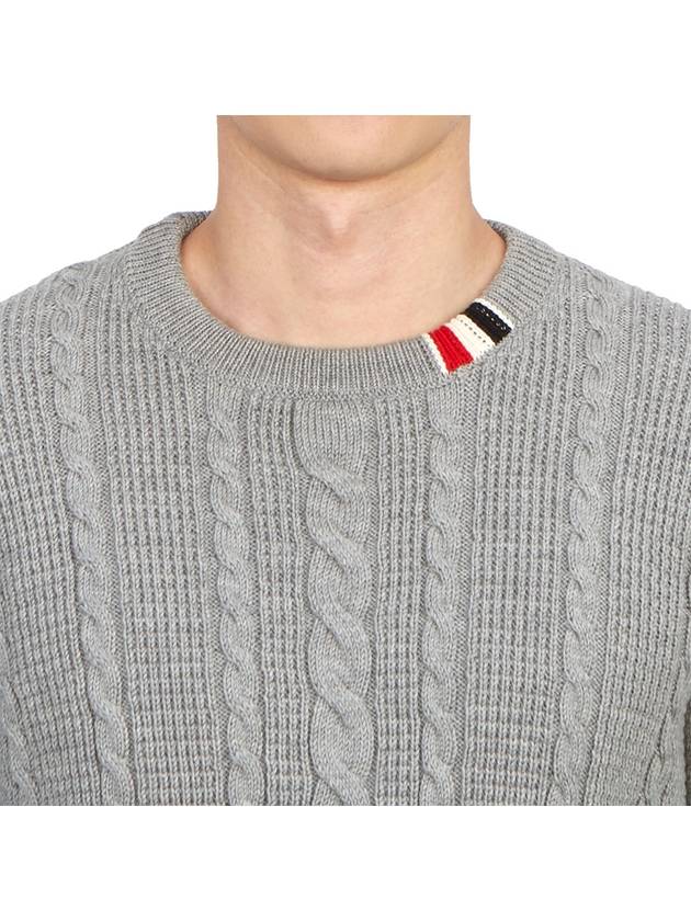 RWB Cable Wool Knit Top Grey - THOM BROWNE - BALAAN 9