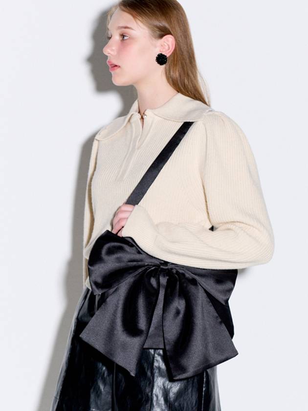 Big Ribbon Satin Shoulder Bag Black - OPENING SUNSHINE - BALAAN 3