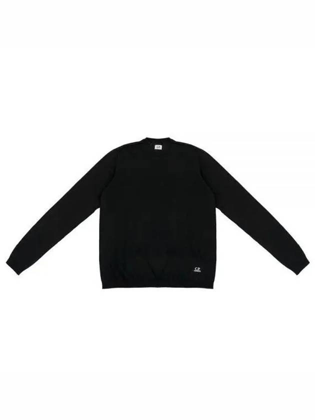 Mini Logo Patch Crew Neck Knit Top Black - CP COMPANY - BALAAN 2