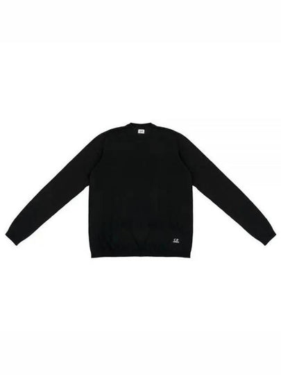 Mini Logo Patch Crew Neck Knit Top Black - CP COMPANY - BALAAN 2