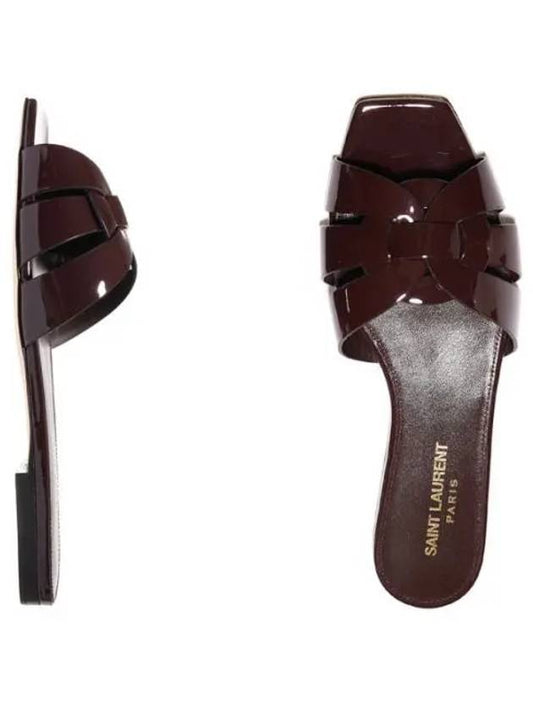 Patent Leather Tribute Mule Burgundy - SAINT LAURENT - BALAAN 2