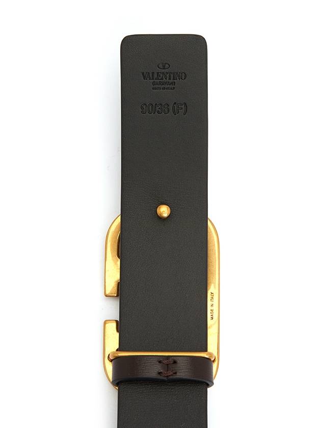 V Logo Signature Leather Belt Brown Black - VALENTINO - BALAAN 6