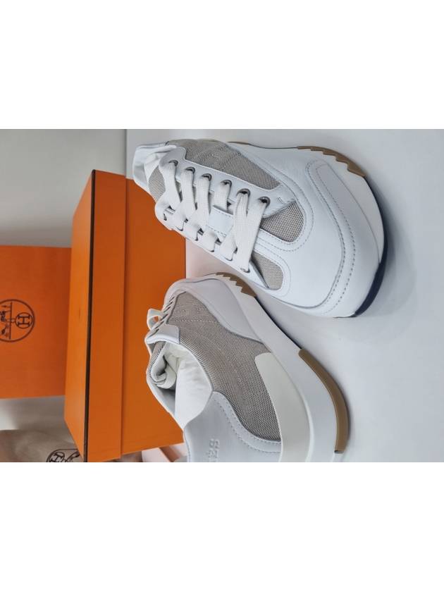 Blended Fabrics Bi-Color Plain Leather Logo Low Top Sneakers - HERMES - BALAAN 3