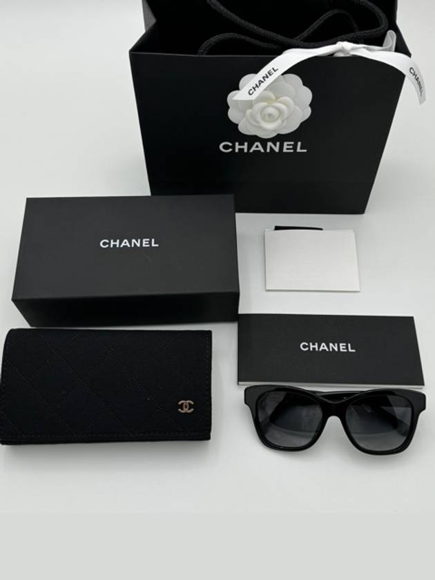 Eyewear Square Acetate Glass Pearl Sunglasses Black - CHANEL - BALAAN 10