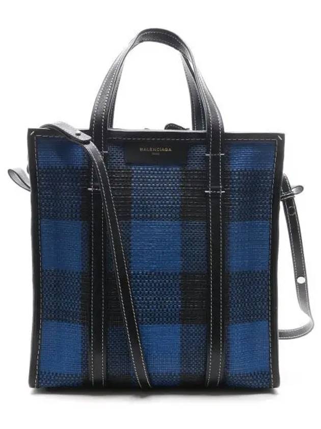 Bazar Check Tote Bag Blue - BALENCIAGA - BALAAN 2