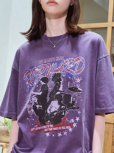 Rock for World Pigment Short Sleeve T Shirt Ash Purple - CPGN STUDIO - BALAAN 1