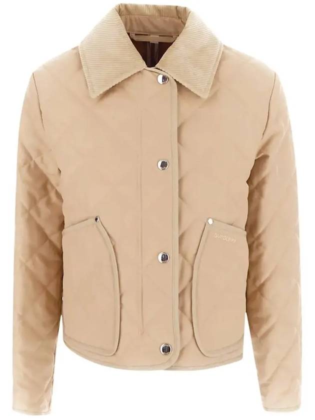 Corduroy Collar Diamond Quilted Jacket Soft Fawn - BURBERRY - BALAAN 3