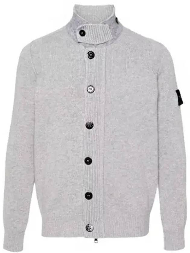 Wappen Patch Button Up High Neck Cardigan Gray Men s Jacket 270445 - STONE ISLAND - BALAAN 1