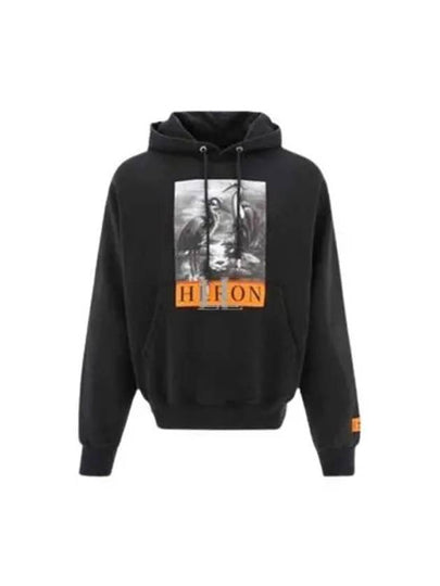 Preston Graphic Print Cotton Hoodie Black - HERON PRESTON - BALAAN 2