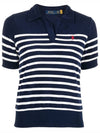 logo embroidery striped short sleeve PK shirt navy white - POLO RALPH LAUREN - BALAAN.