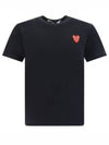 Play Men's Small Double Red Heart Wappen Short Sleeve T-Shirt P1 T288 1 Black - COMME DES GARCONS - BALAAN 2