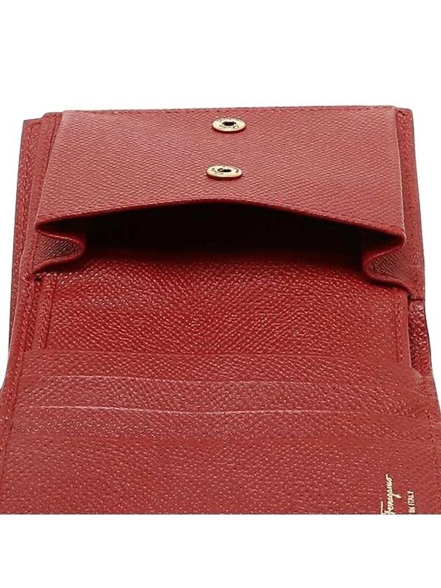 Gancini Compact Half Wallet Red - SALVATORE FERRAGAMO - BALAAN 7