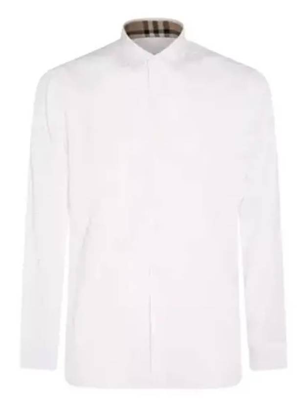 Plain Cotton Long Sleeve Shirt White - BURBERRY - BALAAN 2