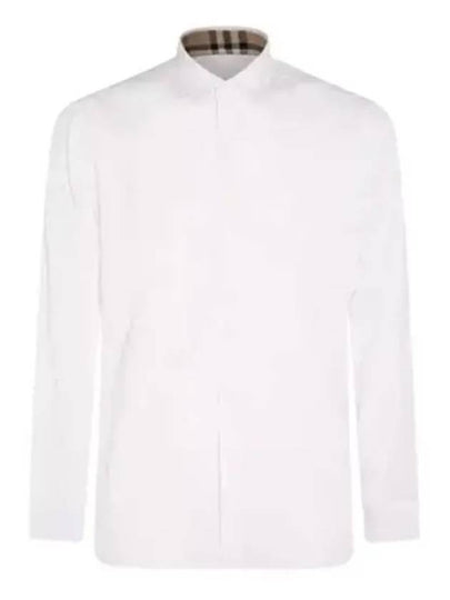 Plain Cotton Long Sleeve Shirt White - BURBERRY - BALAAN 2