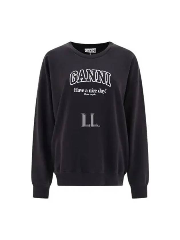 Isoli Oversized Cotton Sweatshirt Black - GANNI - BALAAN 2